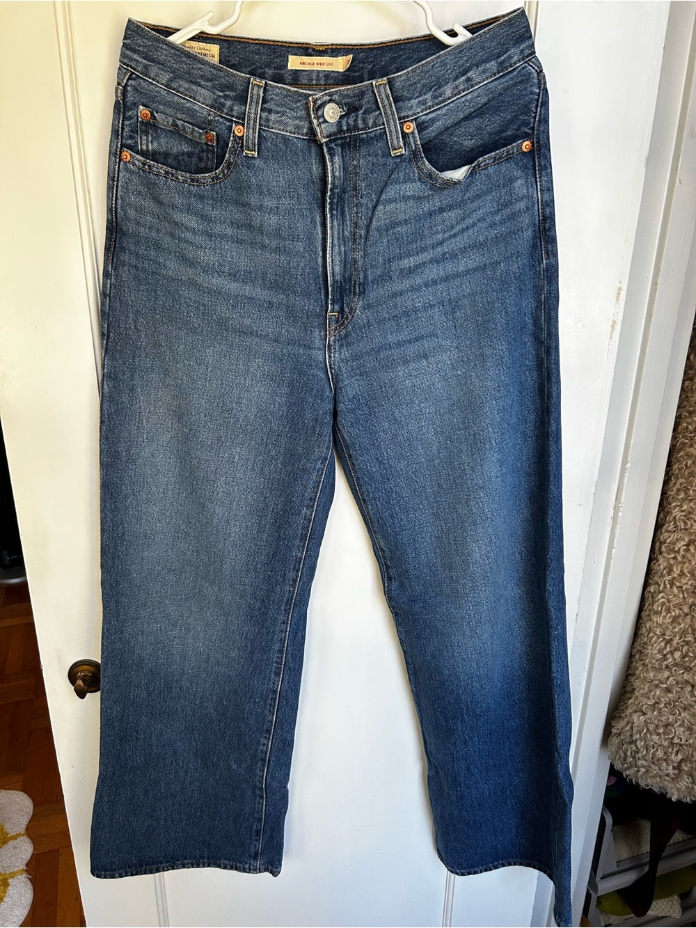 Women’s Levi’s Ribcage Wide Leg Blue Jeans Dark Wash